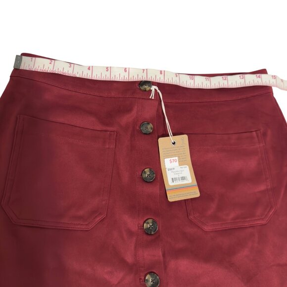 Marine Layer Re-Spun Myra Mini Skirt Cabernet Button-Front (8) front pockets new - Picture 9 of 11